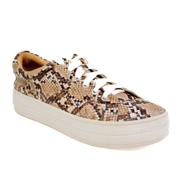 J/Slides Hilton Women's Platform Leather Snakeskin Print Sneakers Size 8.5 - Picture 1 of 11